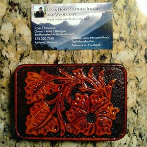 Hand Tooled Leather Sheridan Belt Buckle